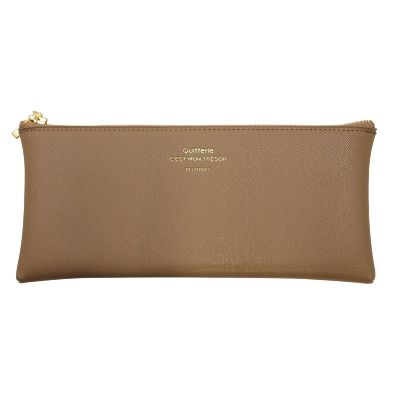 Delfonics [DELFONICS] 500343 Quitterie Flat Pencil Case Greige Pencil Holder Pen Case Pouch - Image 1